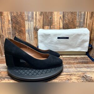 Margaux “ The Heel “ Black Suede Heels Made in Spain women’s 38 wi With Dust Bag